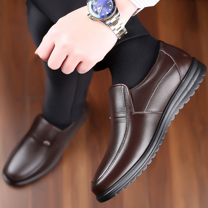 【Genuine Cow Leather】Men Classic Leather Shoes For Wedding Business Man Loafers Male Business Dress Footwears Of Black Brown