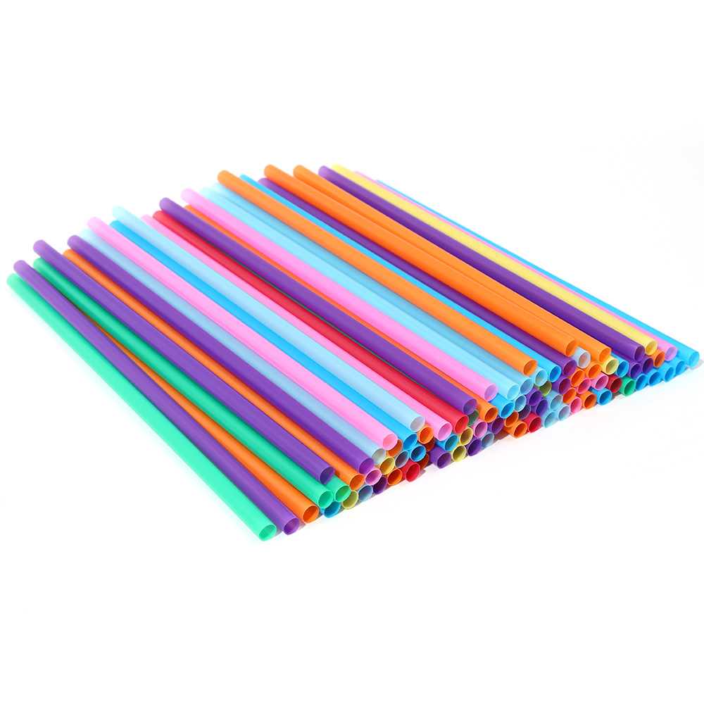 100Pcs Plastic Disposable Straws Colorful Milktea Drinking Straws Party Birthday Celebration Supplies Kitchenware Accessories