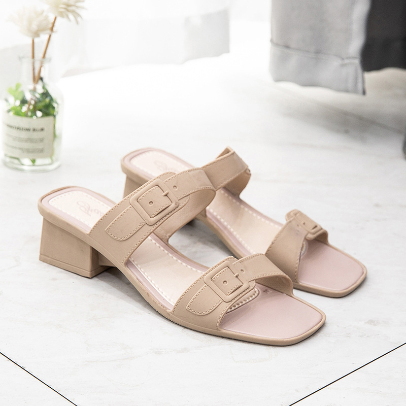 women's closed-toe heels, casual waterproof sandals, elegant girl slippers