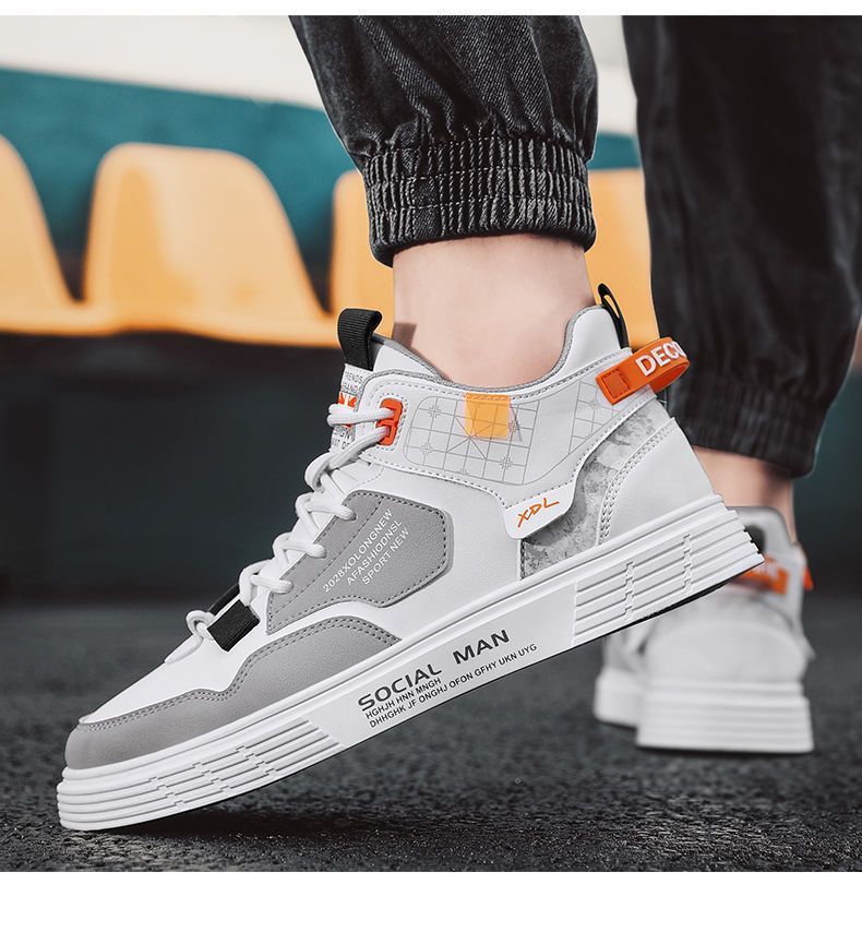 Skateboarding Shoe New High Top Shoes for Spring Summer Men's Flat Bottomed Board Shoes Trendy Versatile Student Casual Single Shoes for Men