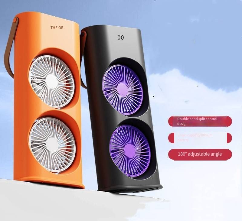 5 Speed Adjustable Dual Head Air Conditioning Mist Fan Portable Wall Mount Outdoor Desktop Mini Cooling Fan