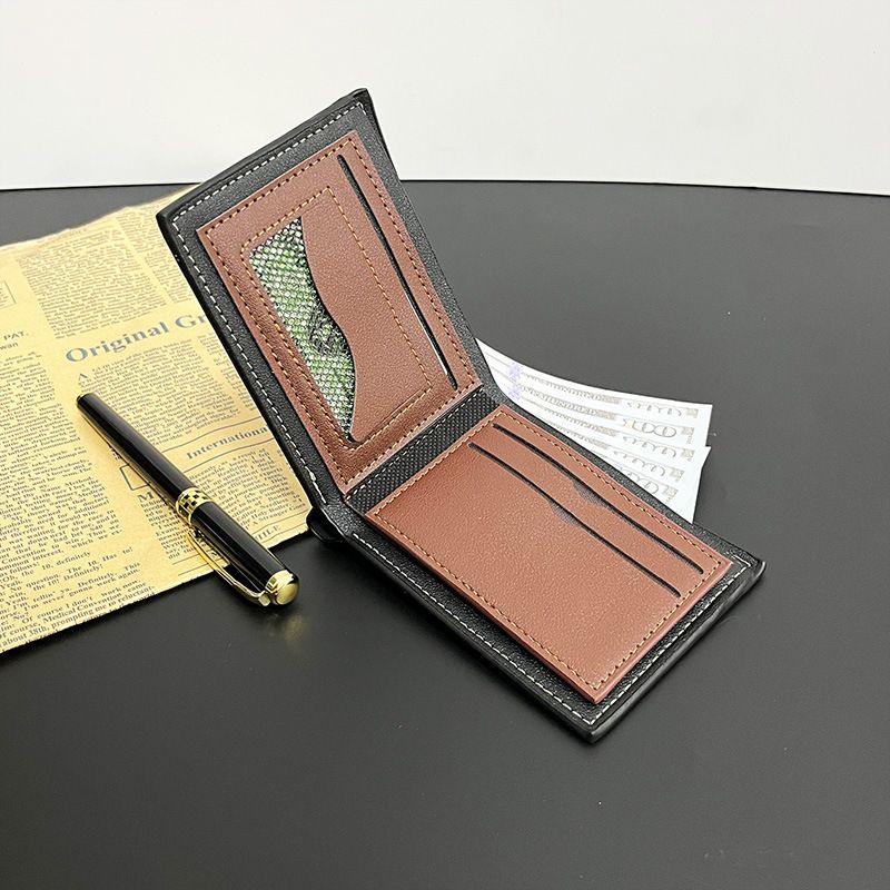 New ultra-thin men's wallet, h, multi-functional vintage billfold, men's card holder with coin and document storage