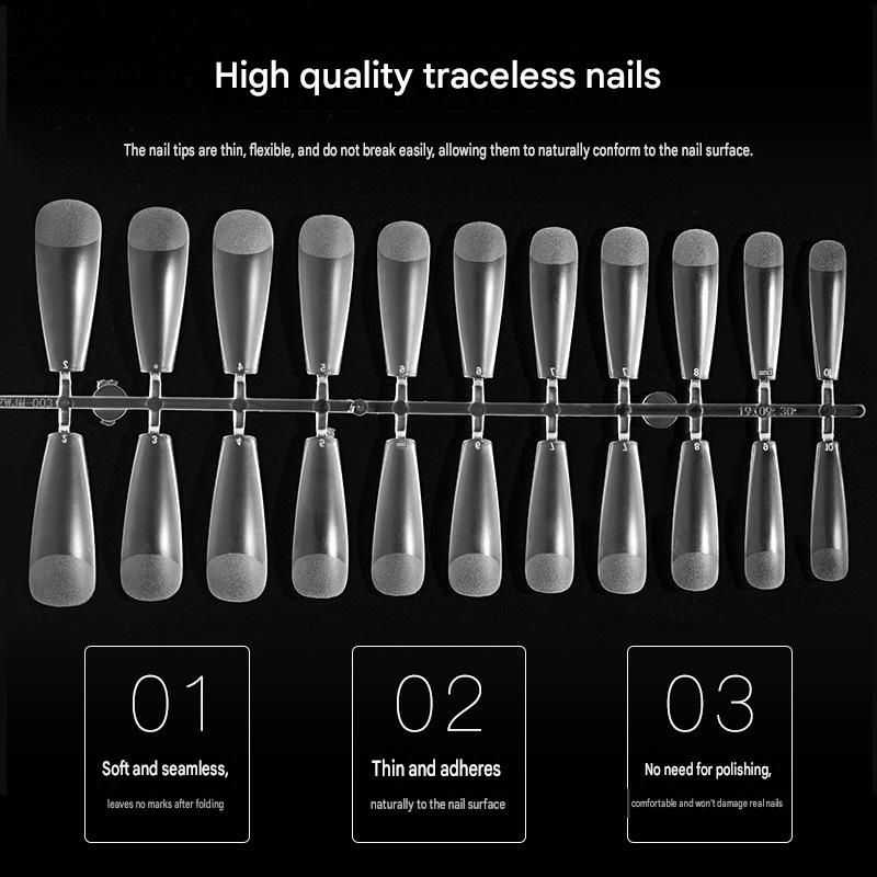 Thin Nail Tips No File Needed, Trapezoid & Almond & Water Drop Matte False Nails, Full Cover & Half Cover Extension Nail Tips, Crack-Free for Nail Salon Use
