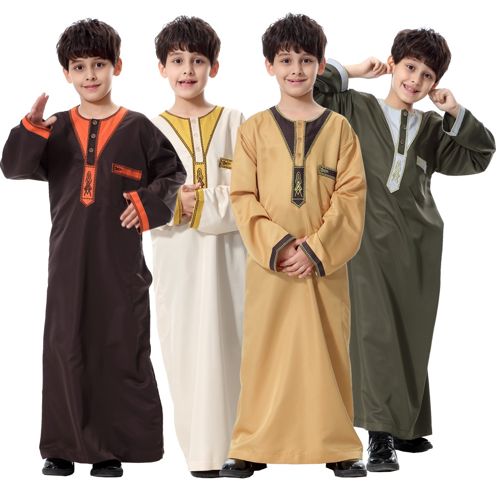 Muslim Youth Robe CRRshop free shipping hot sale Arab children's robe Muslim wish dress Youth worship robe Eid al Fitr clothing man boy popular grown best sell embroidery cassock