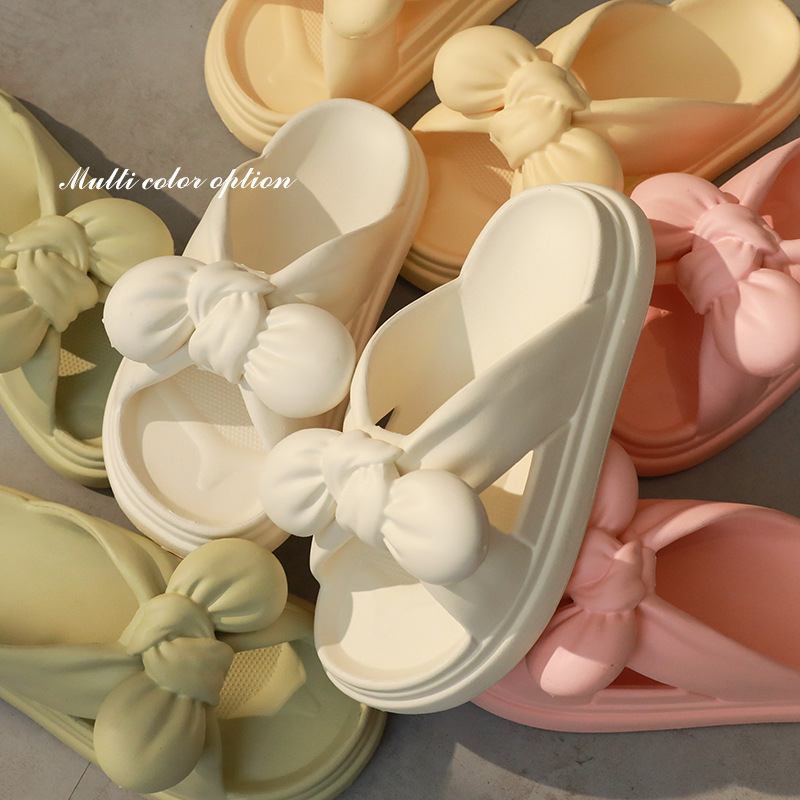 508 Women's Bow Thick Soled Beach Slippers Comfortable Soft Sole Slippers