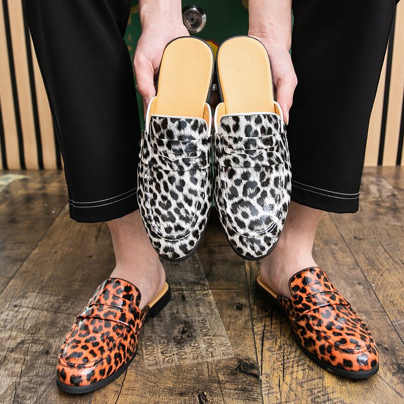 Youth Men Leisure Cool Mules Man Summer Slippers Fashion Casual Leather Loafers Flats Shoes Pu Breathable Slip On Footwears For