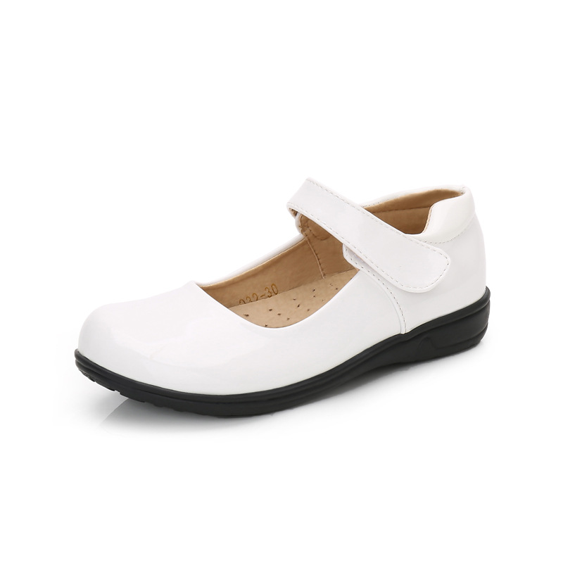 Girl's Leather Shoes Black White Children Performing Shoes Spring Autumn New Style Princess Dress Shoes for Middle Aged Children Elementary School Student Shoeswhite