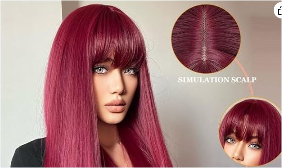  Short BOBO 4*4 Straight Wig WINE Burgundy Highlight Color- Closure Lace Wigs Human Hair 180 Density Pre Pluck Lace Wig
 
