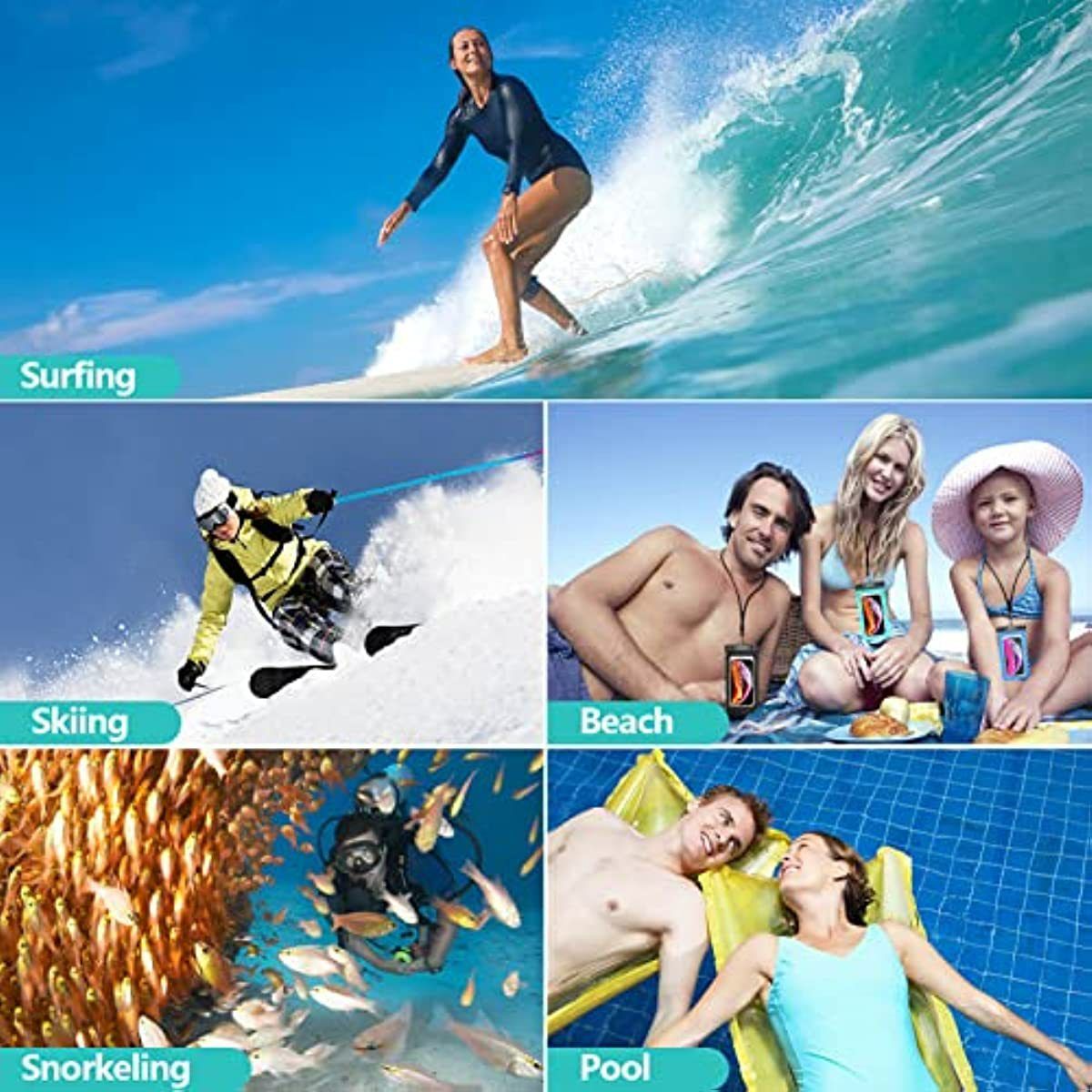 Large waterproof mobile phone bag mobile phone waterproof case swimming hanging neck mobile phone bag touch screen lanyard mobile phone bag universal waterproof dry bag suitable for iPhone 15 14 13 12 Pro Max Plus, Samsung Galaxy Note S23 Ultra underwater mobile phone case, can be used as beach pool waterproof
