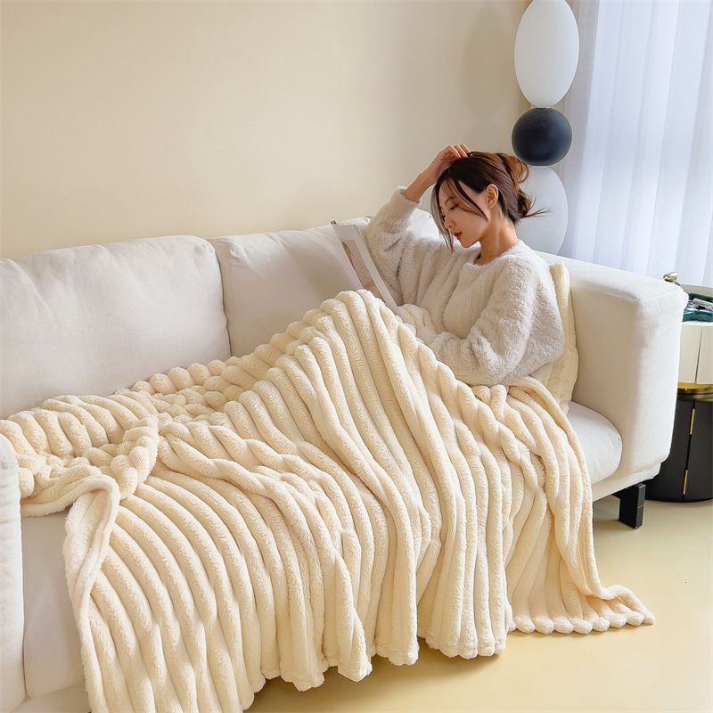 White Throw Blanket for Couch - GentleSoft Cozy Soft Blankets for Women, Cute Small Rabbit Fur Fabric Throws for Girls, Off White, 150*200cm