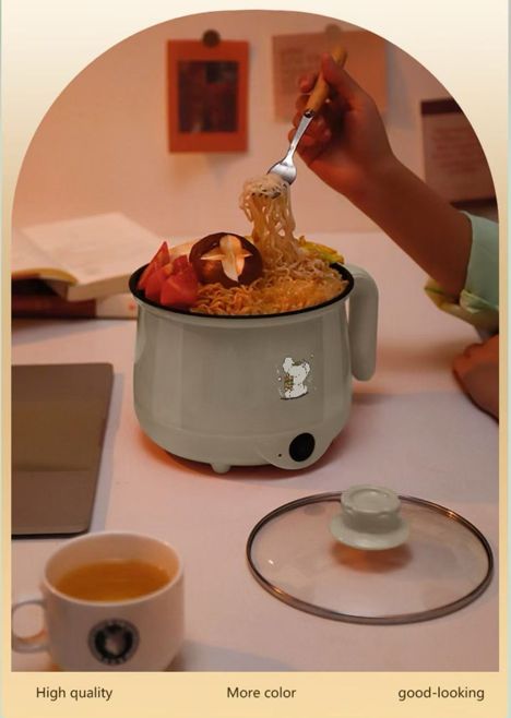 Hot-selling portable multi-functional electric cooking pot, electric hot pot, mini instant noodle pot, with a thickened non-stick inner pot.