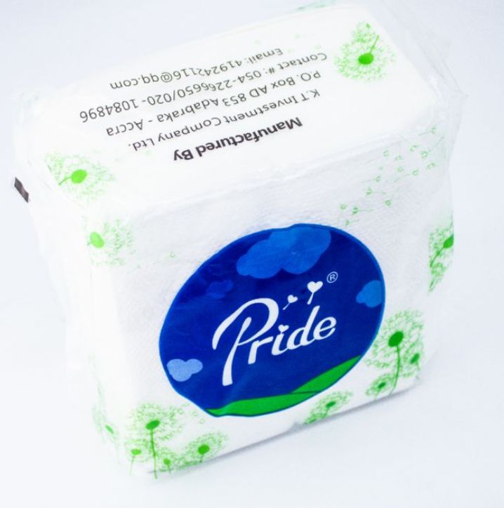 PRIDE Specially Soft and Super Absorbent White Extractable Tissue Napkins - 300 x 300mm 1 Ply