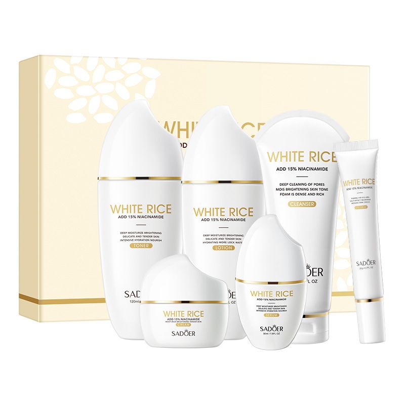 SADOER White Rice Niacinamide Brightening Moisturizing Set Box Moisturizing Skincare Product Set
