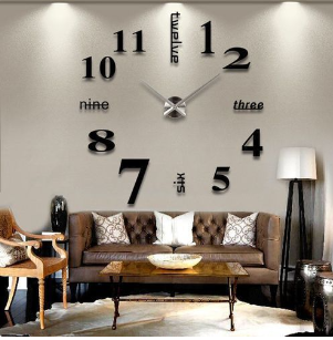 Fashion Stick On Wall Clock DIY Large Modern Design Decal 3D