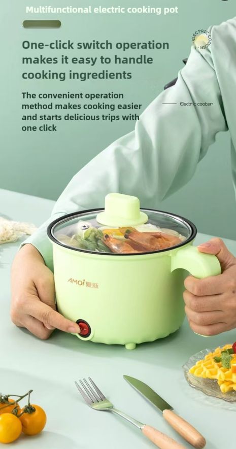XIAXIN multifunctional electric cooking pot with steamer, portable cookware,stew,boil,saute,fry,steam,1.8L