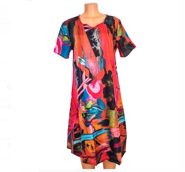 Casual Hot Products 2024 Women Summer Beach Printed Short Sleeve Loose Straight Dress Crew Neck dresses Plus size Women Summer Sundress Long Dress