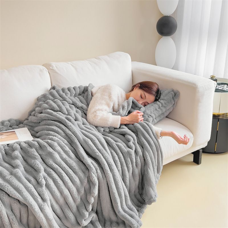 Light Gray Throw Blanket for Couch - GentleSoft Cozy Soft Blankets for Women, Cute Small Rabbit Fur Fabric Throws for Girls, Off White, 150*200cm
