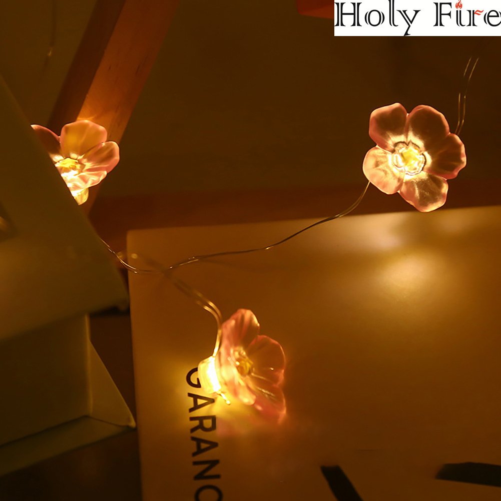 Holy Fire 20Leds 2m LED Lights Pink Cherry Blossom String Lights Christmas Holiday Party Decor Led Light Garland Sakura Hanging Light String