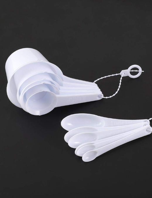 White Plastic Ice Cream Bowl & Spoons Kitchen Set