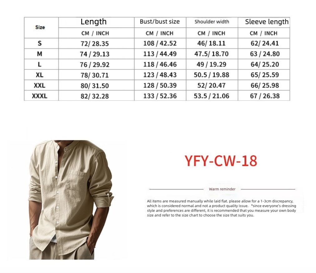 Men's Clothing Sets Two-Piece Outfits Flax Men's Casual Loose Breathable Long Sleeve Long Pants Shirt Beach Set