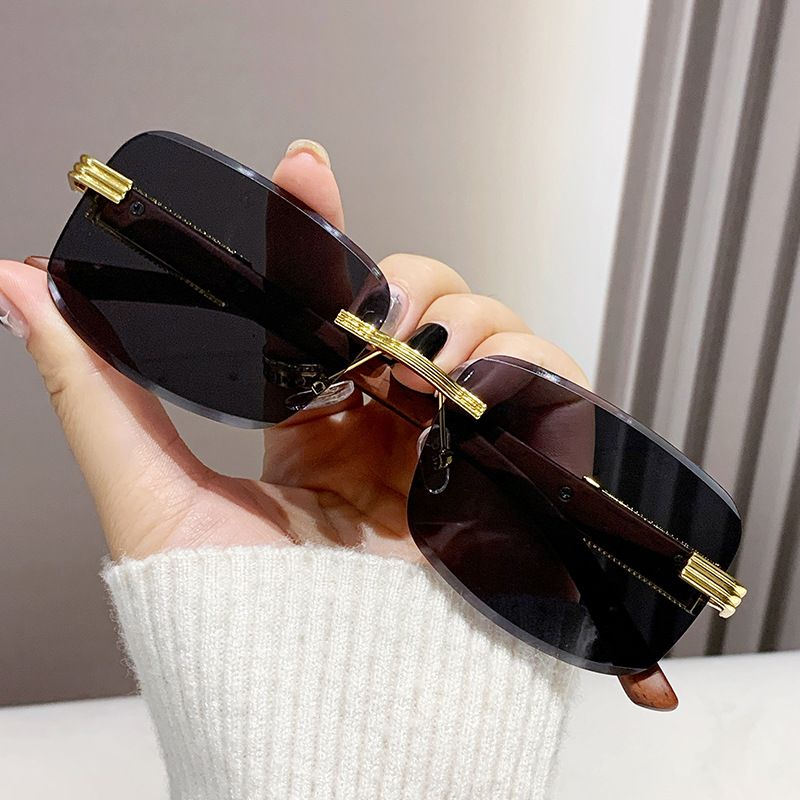 90196 Diamond Cut Sunglasses Women Luxury Rimless Square Sunglasses Men private label Sunglasses