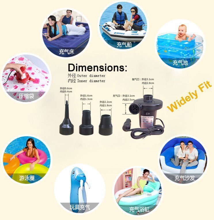 ELECTRIC AIR PUMP. INFLATE DEFLATE AIR BEDS, SWIM RING , SWIMMING POOL