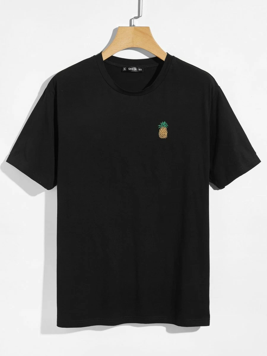 DX071#Men Pineapple Print Tee T-shirt