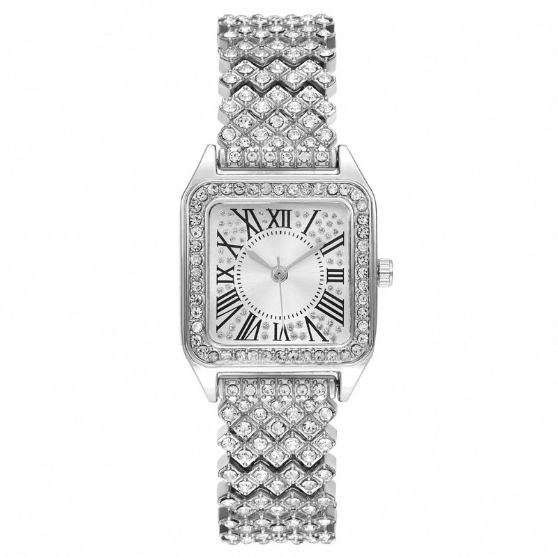 Women Glitter Crystal Girls Bracelet Watch Alloy Quartz Watch Stylish Rhinestone Business Casual Dress Wristwatches