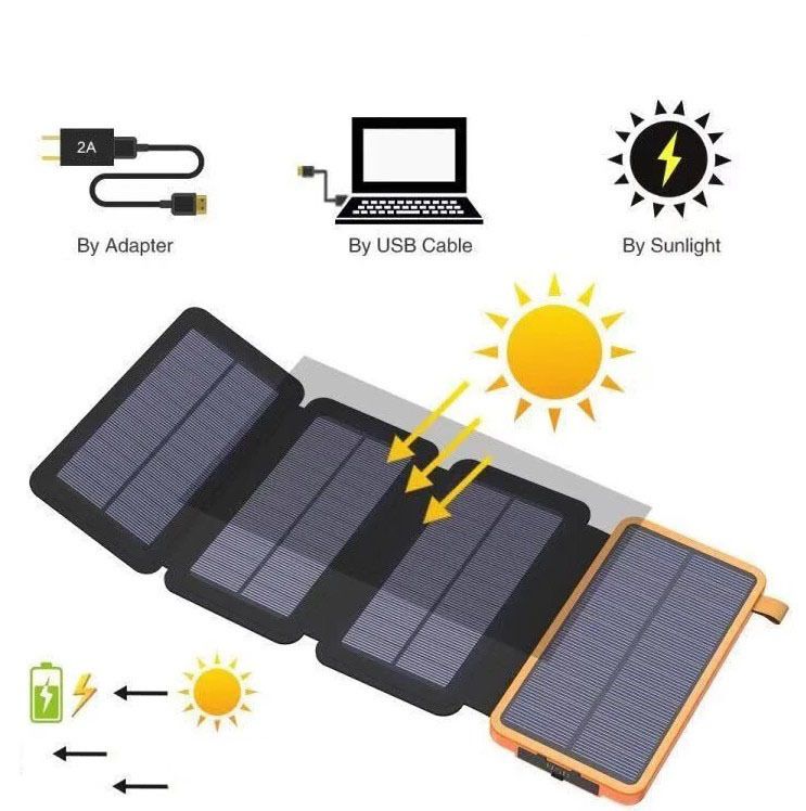 Foldable solar charger large capacity waterproof outdoor lighting mobile power bank 10000 mAh