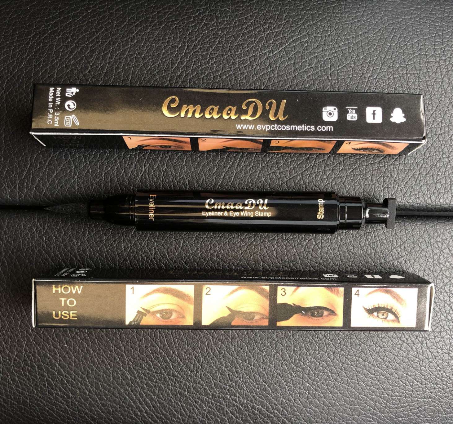 CmaaDu 2 In 1 Liquid Eyeliner Stamp Pen Eye Liner Pencil Waterproof Long-lasting Eye Makeup