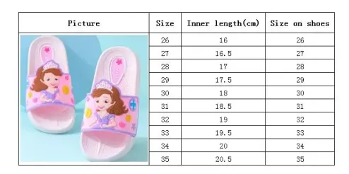 Kids slippers size on sale chart