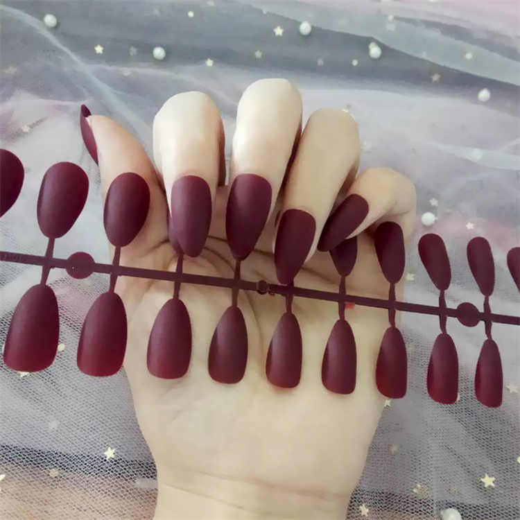 Fake Nails Matte Red And Blue Acrylic Frosted Ballerina Acrylic For Nails For Women