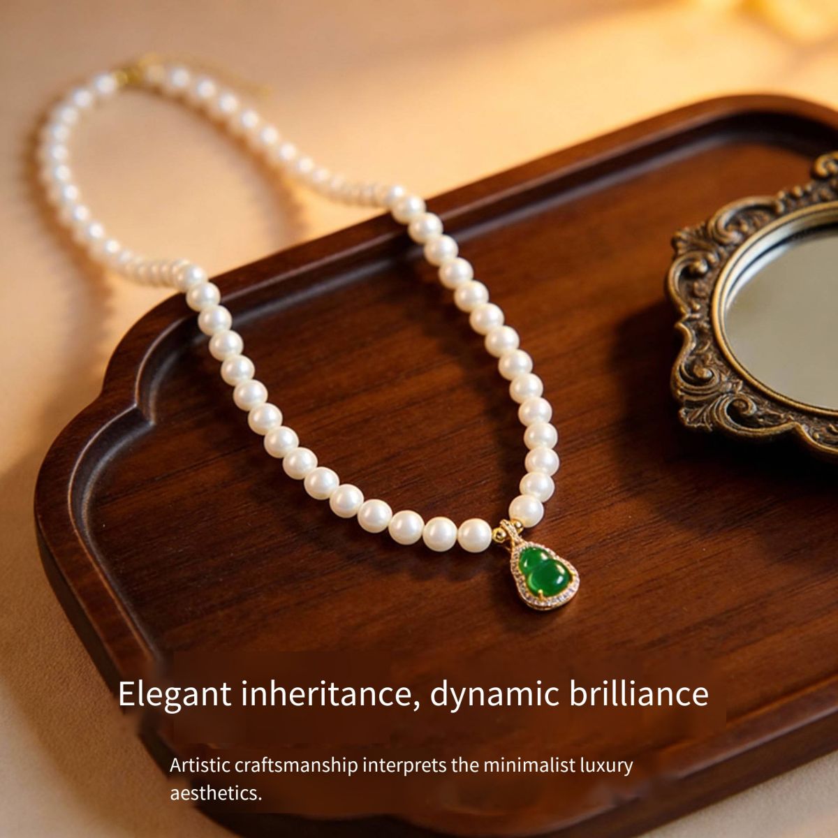 Natural Jade Gourd Pendant Clavicle Chain, Luxury Fashion Versatile Neck Jewelry, Meaningful Blessing Ornament, Perfect Birthday Holiday Gift for Mom, Grandma and Elders