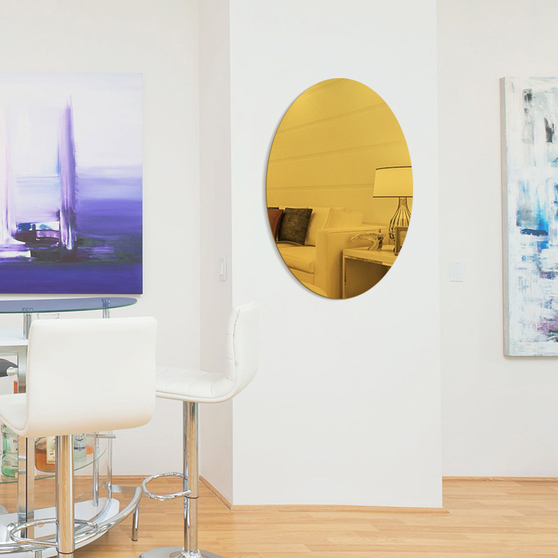 Oval Removable Acrylic Mirror Setting Wall Sticker Decal for Home Living Room Bedroom Bathroom Decor