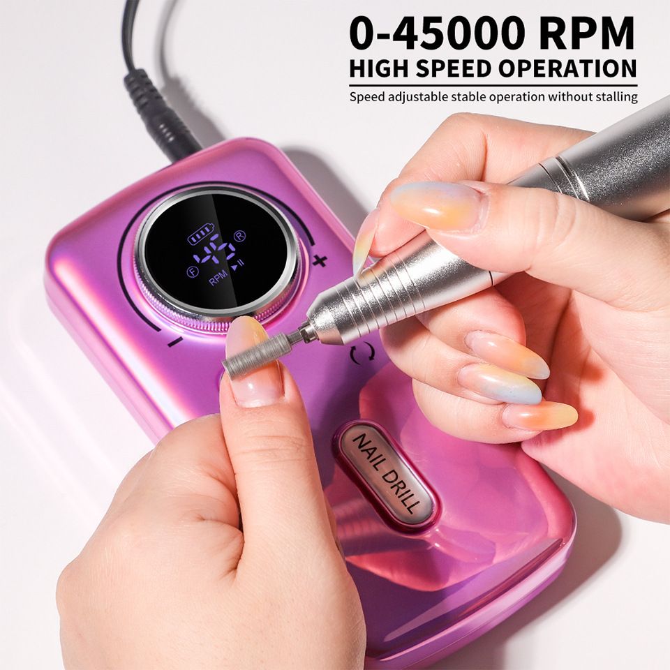 DMJ-V1 45000RPM Professional Rechargeable Electric Nail Drill Machine Portable Cordless Nail File For Acrylic Gel Nails Remove