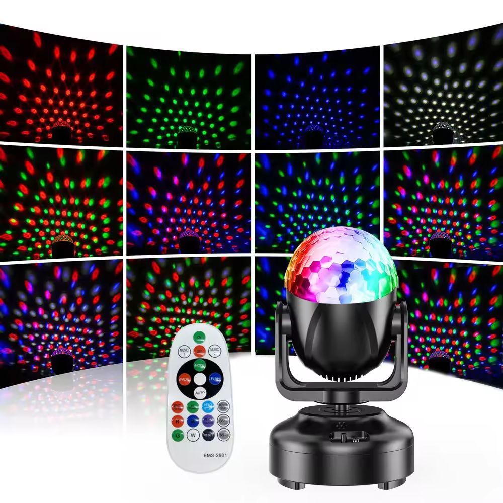 AUNONT LED RGB Moving Head Light Blue Tooth LED DJ Disco Party Magic Ball Light With Remote Control