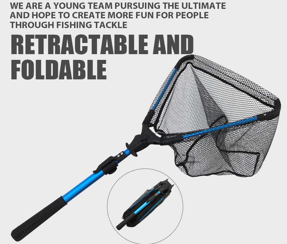 Folding Fishing Net - Foldable Fish Landing Net Robust Aluminum Telescopic Pole Handle and Nylon Mesh