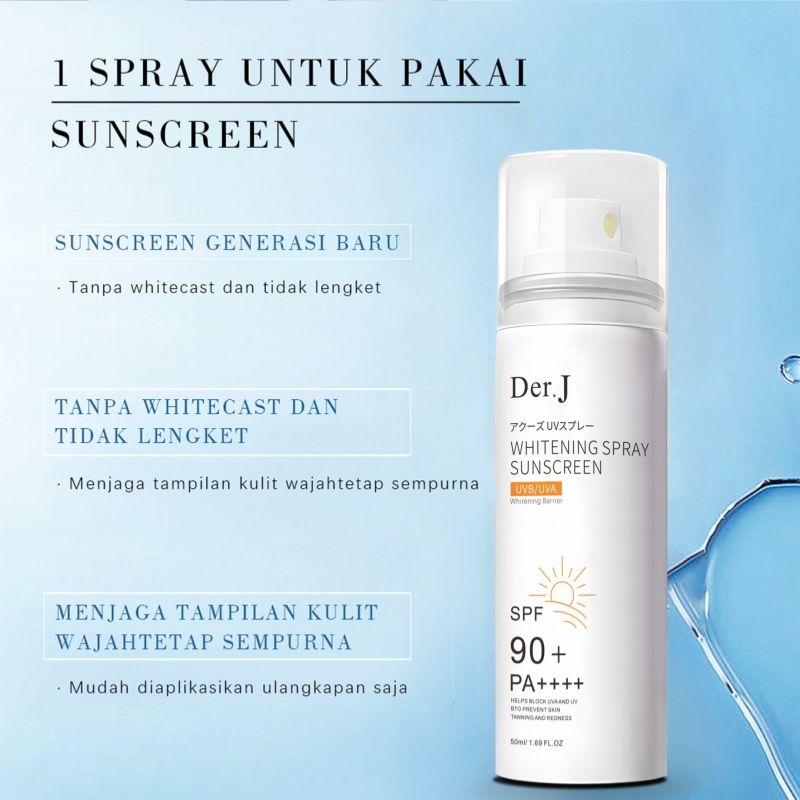 Der.J Sunscreen spray SPF90+ All weather sunscreen spray，Refreshing moisturizing sunscreen spray ，skin whitening Sunscreen Facial Care 