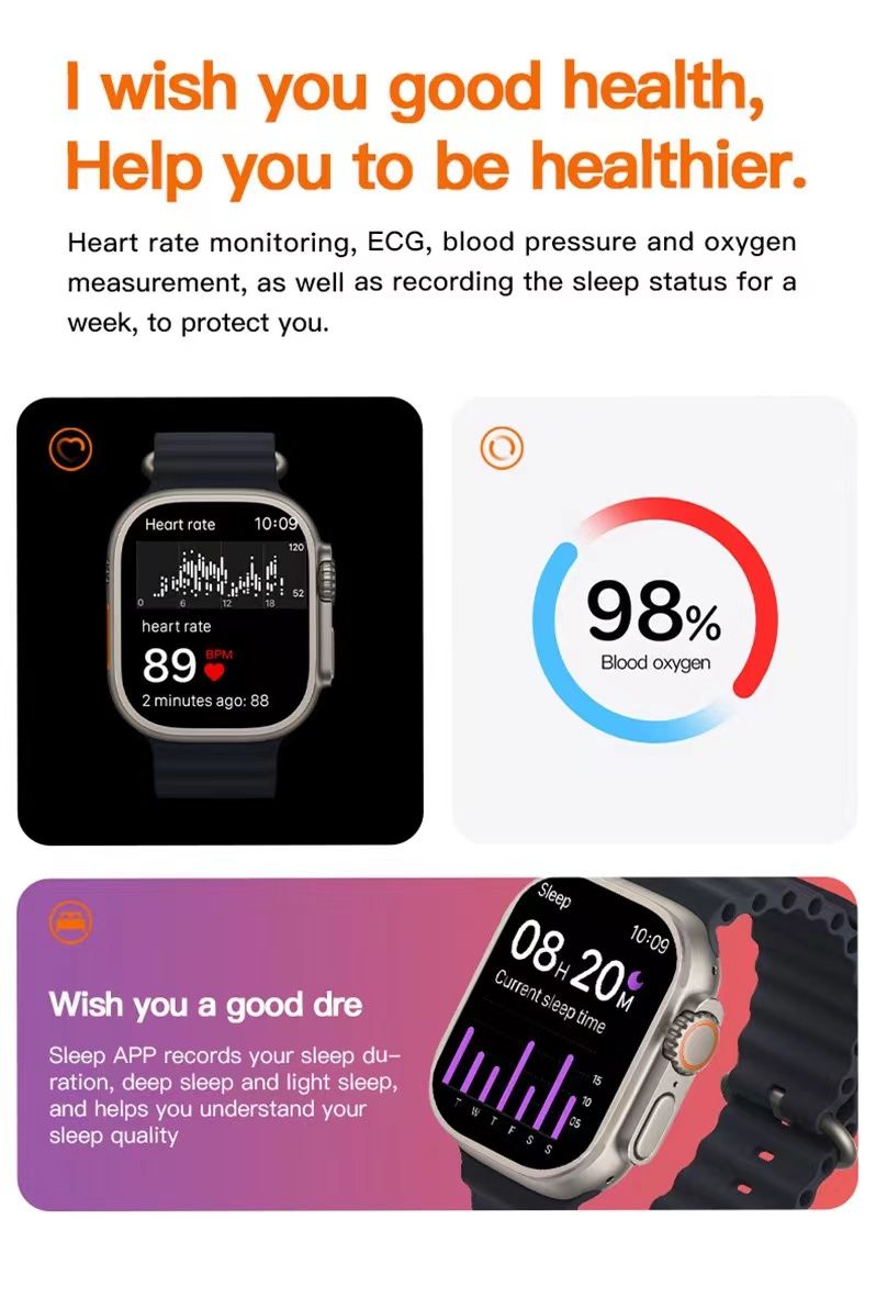 T9 Ultra 2024 New Up graded Smart Watch for Men Women for iPhone  Android, 1.99" Fitness Tracker Bluetooth Call [Answer/Make],Life Waterproof with Heart Rate/SpO2/Sleep Monitor, 100+ Sport Modes