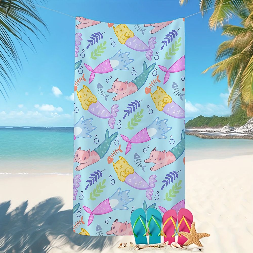 Simple Beach Vacation Towel - Water Absorbent Children's Cartoon Print Beach Towel