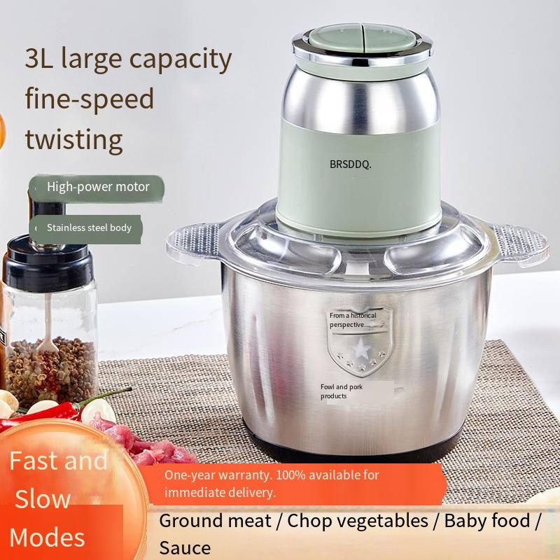 2L Large Capacity Electric Meat Grinder, High Power 4 Stainless Steel Blades Multifunctional Food Processor, Automatic Meat Mincer Chopper for Home Kitchen, Suitable for Ground Meat, Vegetables, Nuts, Baby Food  Adapter connector