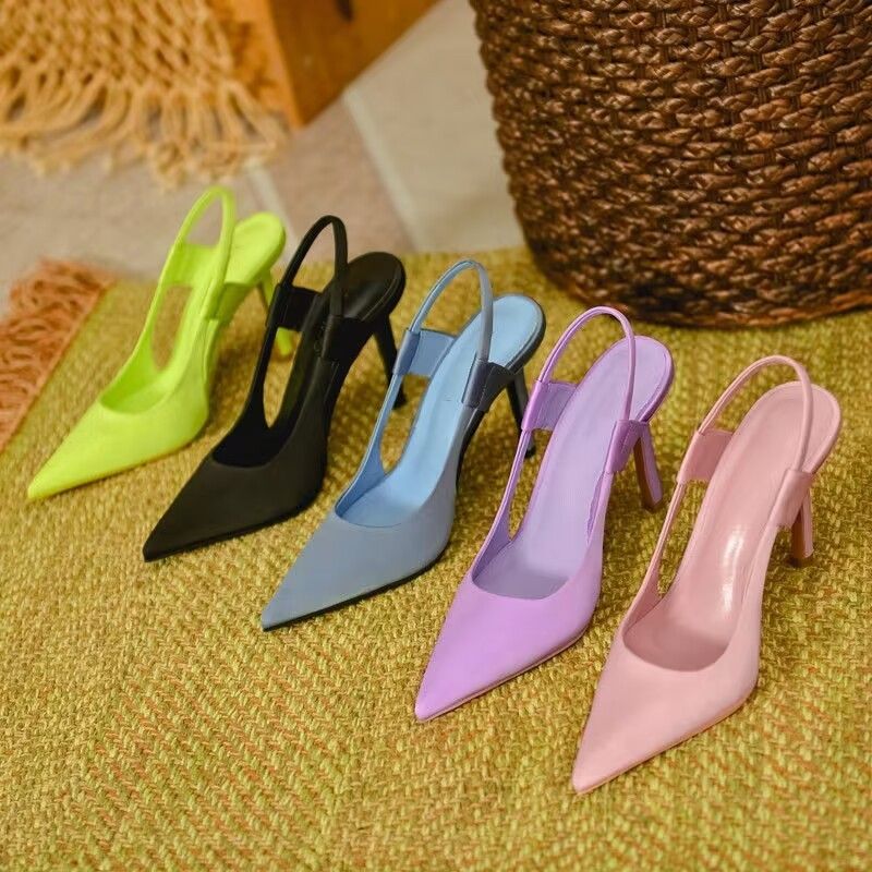 2026 New Fashion Women Candy Color Closed Toe Stiletto High Heel Sandals Elegant Ladies Daily Dress Shoes