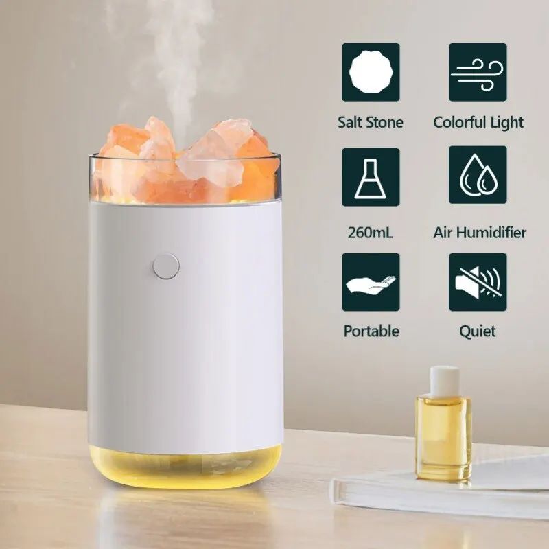 Crystal Salt Stone Humidifier Household Usb Silent Air Purifier Indoor Desktop Water Replenisher Aromatherapy Spray Machine
