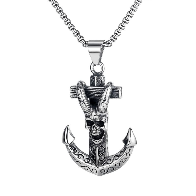 Ship Anchor Personalized Simple Stainless Steel Pendant Necklace men's necklace