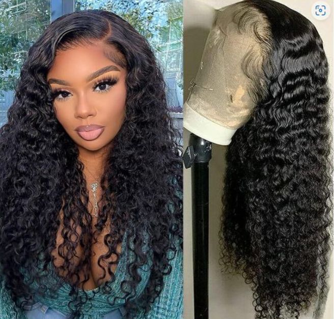 Ohemaa Strands Premium 100% Unprocessed Human Hair Front Lace Wig- 13*4 Curly Wig Black (14" JC)/ (20" JC)