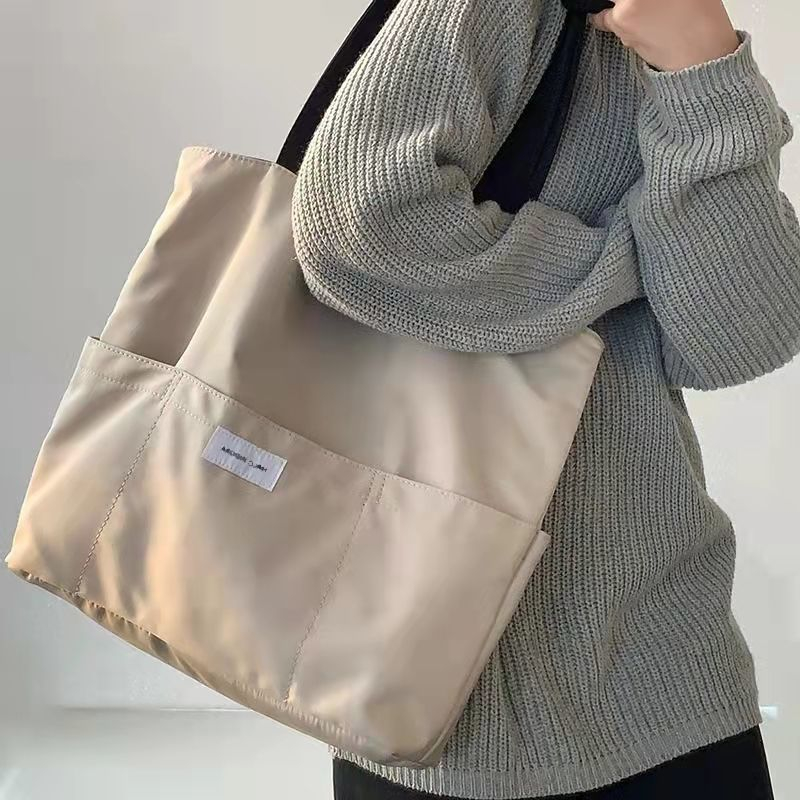 women's tote bag aesthetic solid color student casual tote shoulder bag Large capacity oxford reusable shopping beach bag