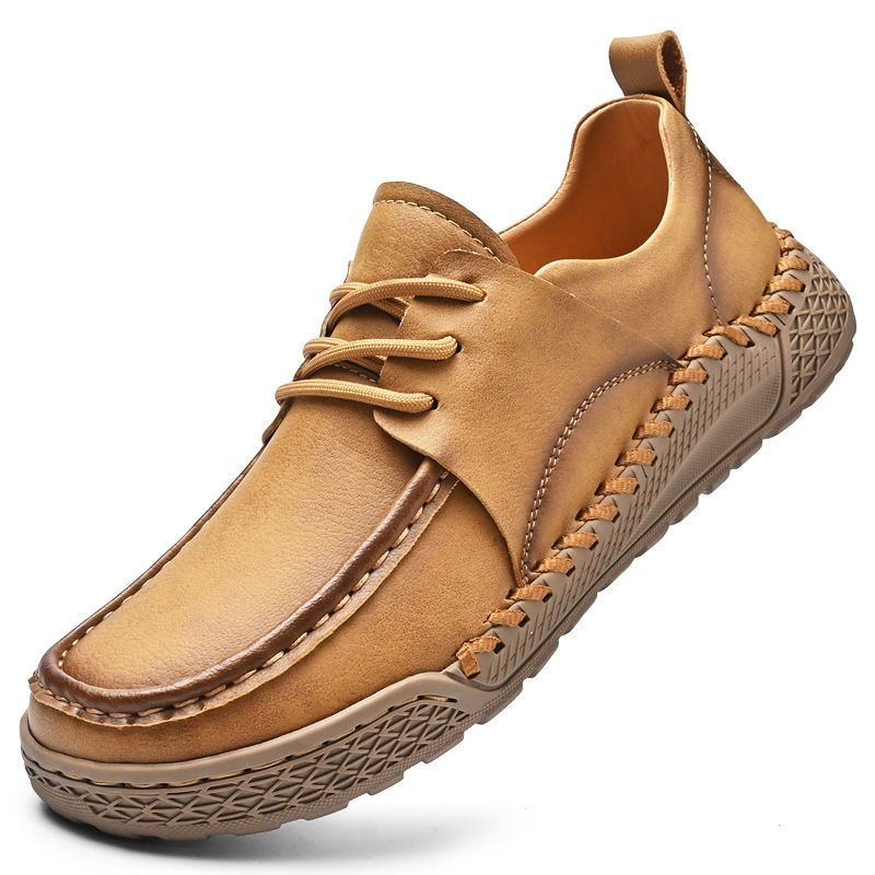 Skate Shoes Stitching Shoes Men's Casual Shoes Men's Leather Shoes Low Cut Lace up Driving Shoes