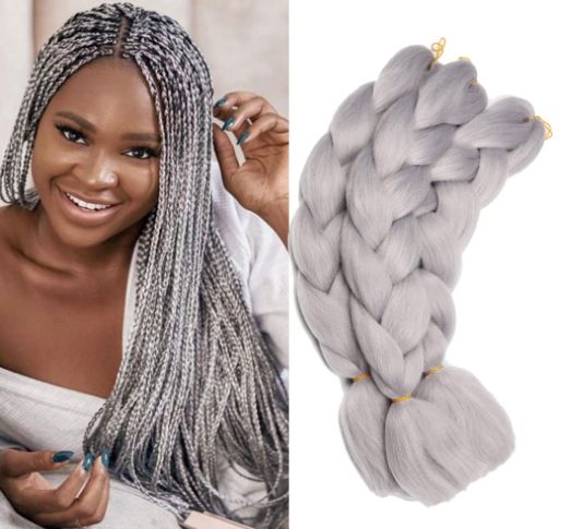 Black Queen Jumbo Braids Hair Extension - Braiding Hair 24inch Twist Box Braiding Hair (Color; II Grey)