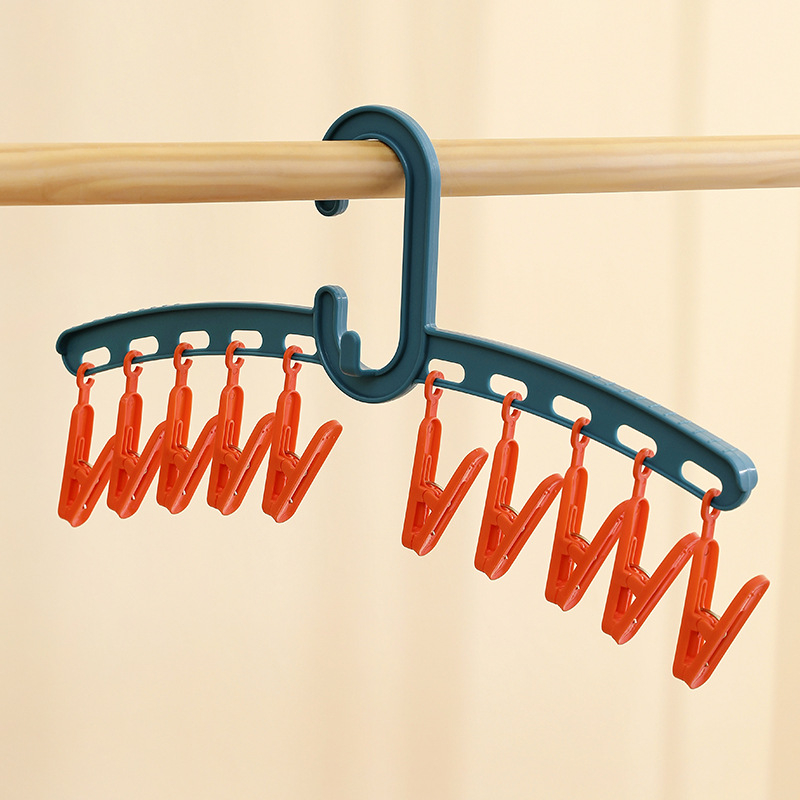 1166 10Clips Clothes Hanger Plastic Socks Underwear Drying Clips Waterproof Portable Multifunction Clothespin Bathrooms Accessories
