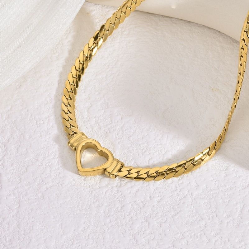 Light luxury hip-hop personality punk trend gold-plated Cuban heart necklace bracelet CRRSHOP Cuban Chain necklace free shipping